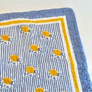 Serena & Lily || Quilted Standard Sham Lemons‎ Tuscany Polkadot Blue Yellow